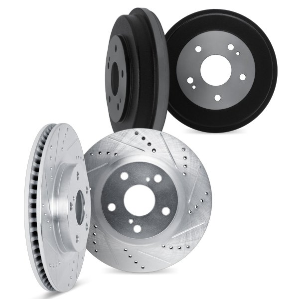 DFC® - Drilled and Slotted Front and Rear Brake Kit with Drums
