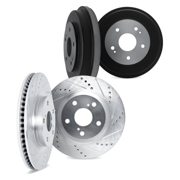 DFC® - Drilled and Slotted Front and Rear Brake Kit with Drums