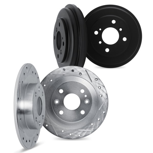 DFC® - Drilled and Slotted Front and Rear Brake Kit with Drums