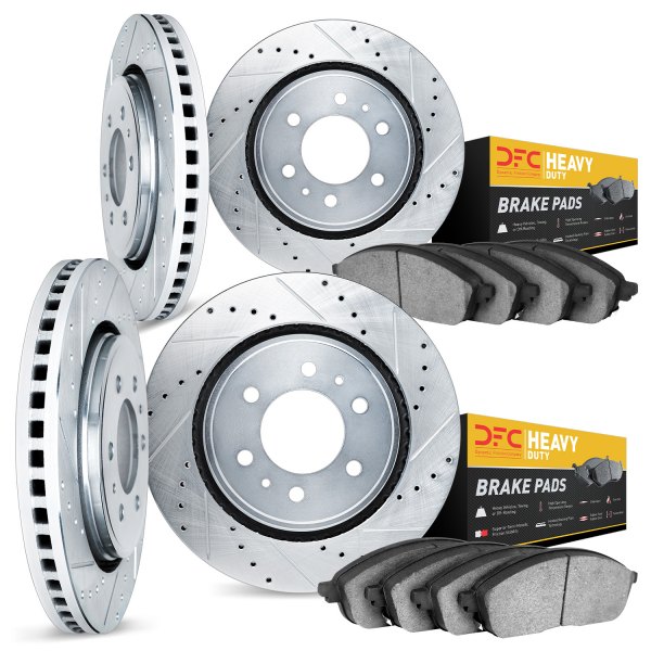 DFC® - Drilled and Slotted Front and Rear Brake Kit with Heavy Duty Brake Pads