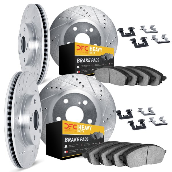 DFC® - Drilled and Slotted Front and Rear Brake Kit with Heavy Duty Brake Pads