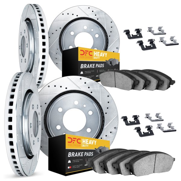 DFC® - Drilled and Slotted Front and Rear Brake Kit with Heavy Duty Brake Pads