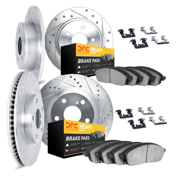 DFC® - Drilled and Slotted Front and Rear Brake Kit with Heavy Duty Brake Pads