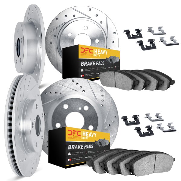 DFC® - Drilled and Slotted Front and Rear Brake Kit with Heavy Duty Brake Pads