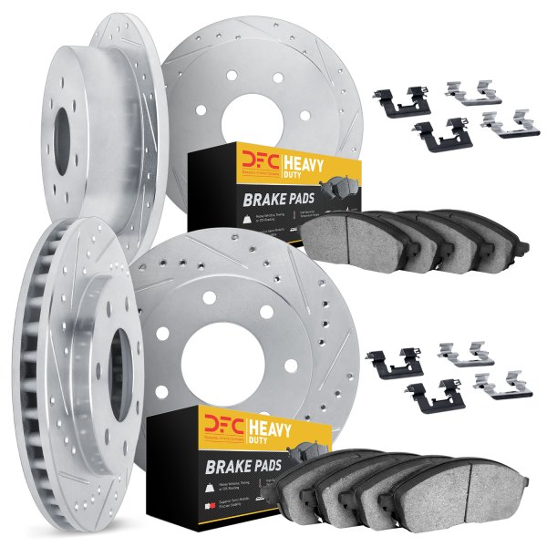 DFC® - Drilled and Slotted Front and Rear Brake Kit with Heavy Duty Brake Pads