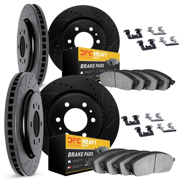 DFC® - Drilled and Slotted Front and Rear Brake Kit with Heavy Duty Brake Pads