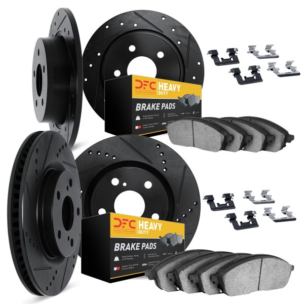 DFC® - Drilled and Slotted Front and Rear Brake Kit with Heavy Duty Brake Pads