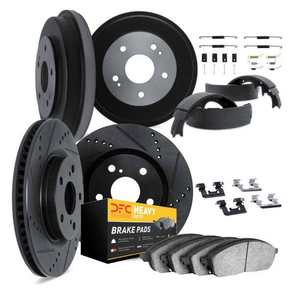 DFC® - Drilled and Slotted Front and Rear Brake Kit with Heavy Duty Brake Pads