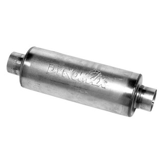 DynoMax® - Ultra Flo™ Welded Stainless Steel Round Gray Exhaust Muffler (2.5" Center ID, 2.5" Center OD, 14" Length)