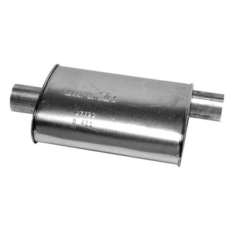 DynoMax® - Super Turbo™ Aluminized Steel Oval Gray Exhaust Muffler (3" Offset ID, 3" Center OD, 16" Length)