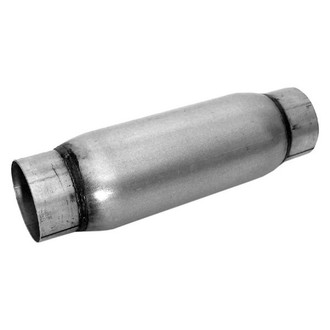 DynoMax® - Race™ Stainless Steel Round Gray Exhaust Muffler (2.5" Center ID, 2.5" Center OD, 12" Length)
