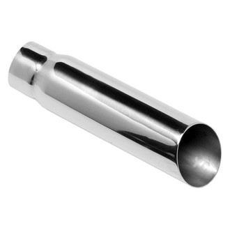 DynoMax® - Stainless Steel Round Non-Rolled Edge Clamp-On Single-Wall Polished Exhaust Tip (2.5" Inlet, 3" Outlet, 11" Length)