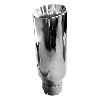DynoMax® - Stainless Steel Round Beveled Edge Clamp-On Double-Wall Polished Exhaust Tip (2.5" Inlet, 4" Outlet, 12" Length)