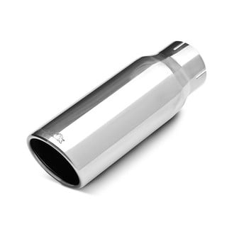 DynoMax® - Stainless Steel Round Rolled Edge Clamp-On Single-Wall Polished Exhaust Tip (3" Inlet, 4" Outlet, 12" Length)