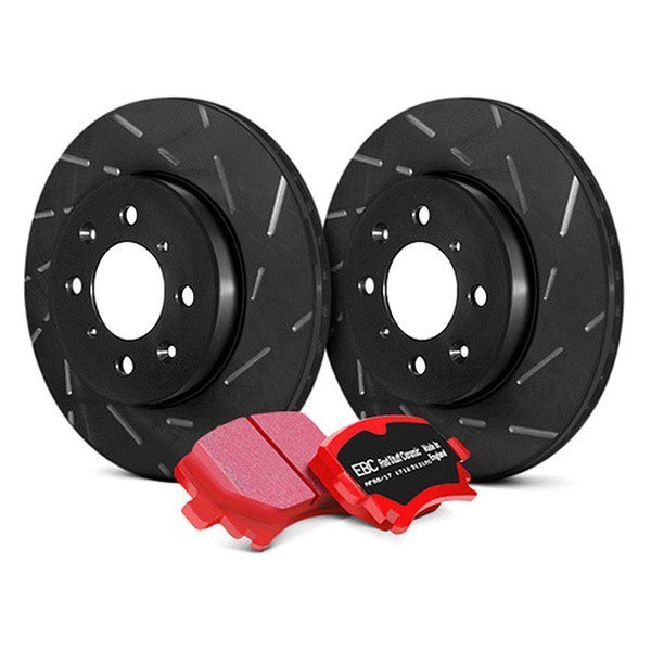 EBC® S4KF1205 - Stage 4 Signature Slotted Front Brake Kit with Redstuff  Brake Pads