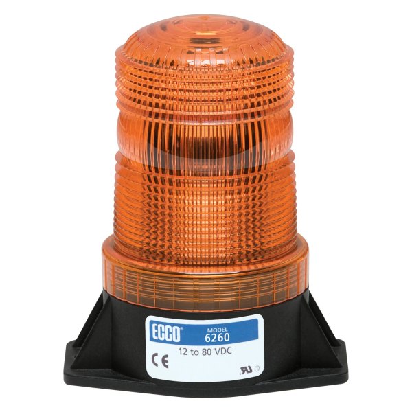 ECCO® - 4.9" 6262 Series 2-Bolt Mount Bottom Wire Exit Medium Profile Amber LED Beacon Light
