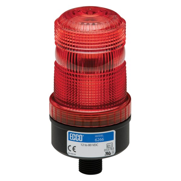 ECCO® - 5" 6262 Series Male Pipe Mount Medium Profile Red LED Beacon Light