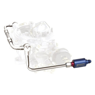 Edelbrock® - Dual-Feed Fuel Line with Blue Anodized Aluminum Filter