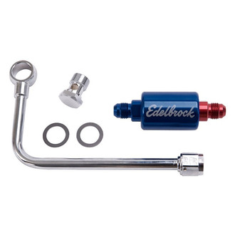 Edelbrock® - Single-Feed Fuel Line with Blue Anodized Aluminum Filter
