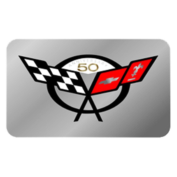 Eurosport Daytona® - Polished Rear Exhaust Enhancer Plate with Small 50th Flags Logo