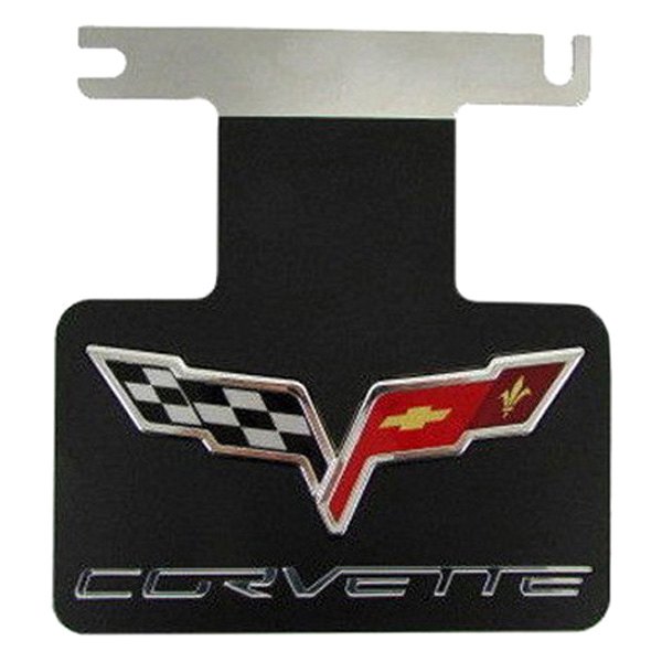 Eurosport Daytona® - Black Rear Exhaust Enhancer Plate with Flags & Corvette Logo