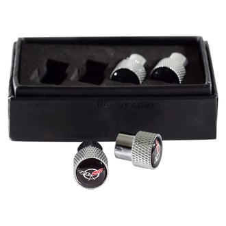 Eurosport Daytona® - Chrome Knurled Wheel Valve Stem Caps With Corvette C5 Logo