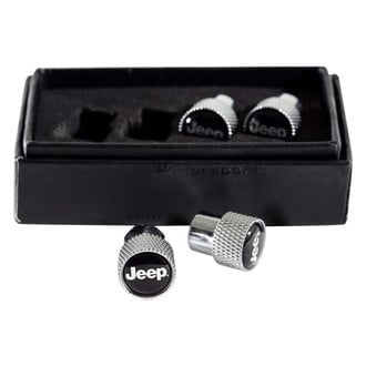 Eurosport Daytona® - Chrome Knurled Wheel Valve Stem Caps With Jeep Word