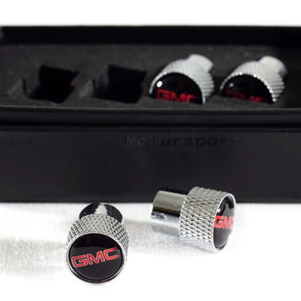 Eurosport Daytona® - Chrome Knurled Wheel Valve Stem Caps With GMC Logo