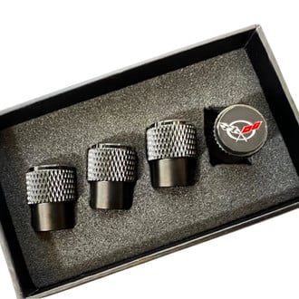 Eurosport Daytona® - Knurled Wheel Valve Stem Caps With Corvette C5 Logo