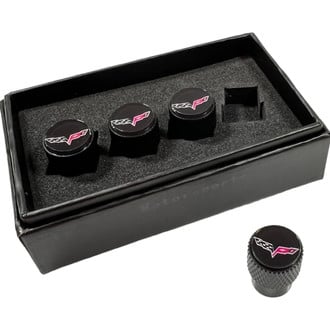 Eurosport Daytona® - Knurled Wheel Valve Stem Caps With Corvette C6 Logo