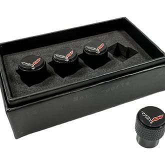 Eurosport Daytona® - Knurled Wheel Valve Stem Caps With Corvette C7 Logo