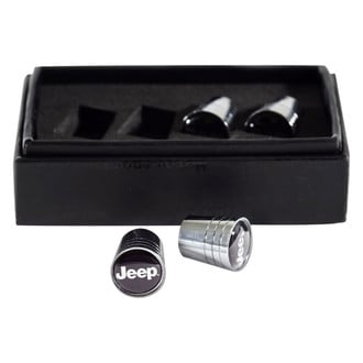 Eurosport Daytona® - Chrome Tapered Wheel Valve Stem Caps With Jeep Word