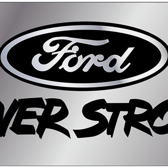 Eurosport Daytona® - Ford Motor Company Polished License Plate with Black Power Stroke Logo and Black Ford Emblem