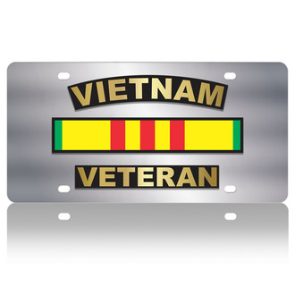 Eurosport Daytona® - LSN Polished License Plate with Vietnam War Veteran Logo