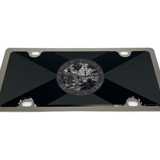 Eurosport Daytona® - Flags Style License Plate with Blacked Out Florida State Flag
