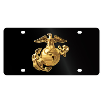 Eurosport Daytona® - LSN Lazertag Black License Plate with Gold Eagle with Globe and Anchor Logo