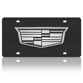 Eurosport Daytona® - Black License Plate with Black / Silver Cadillac Crest