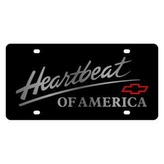 Eurosport Daytona® - GM Black License Plate with Silver Heartbeat of America Logo and Chevrolet Emblem