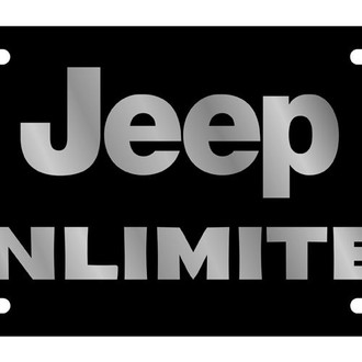 Eurosport Daytona® - MOPAR Black License Plate with Silver Jeep Unlimited Logo