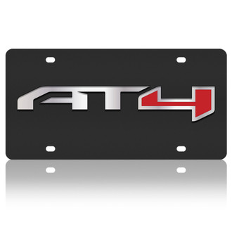 Eurosport Daytona® - GM Black License Plate with Silver GMC AT4 Logo