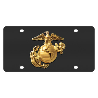 Eurosport Daytona® - LSN Black License Plate with Gold Eagle with Globe and Anchor Logo
