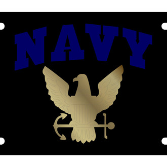 Eurosport Daytona® - LSN Black License Plate with Navy Arched Logo