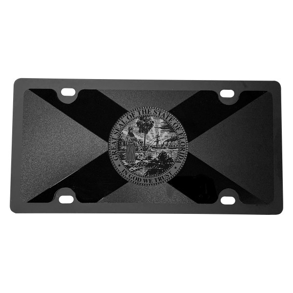 Eurosport Daytona® - Flags Style License Plate with Blacked Out Florida