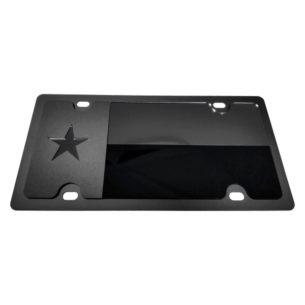 Eurosport Daytona® - Flags Style License Plate with Blacked Out Texas State