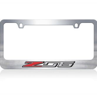 Eurosport Daytona® - 2-Hole Chrome License Plate Frame with Red Z06 Logo