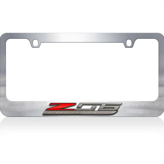 Eurosport Daytona® - 2-Hole Chrome License Plate Frame with Red Z06 Supercharged Logo