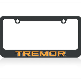 Eurosport Daytona® - 2-Hole Black License Plate Frame with Orange Tremor Logo
