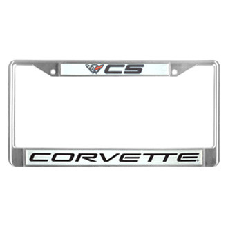 Eurosport Daytona® - GM 2-Hole Chrome License Plate Frame with C5 Corvette Logo and Emblem