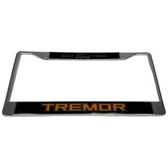 Eurosport Daytona® - Ford Motor Company 4-Hole Chrome License Plate Frame with Orange Ford Tremor Logo