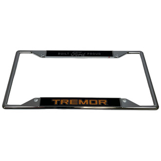 Eurosport Daytona® - Ford Motor Company 4-Hole Chrome License Plate Frame with Orange Ford Tremor Logo